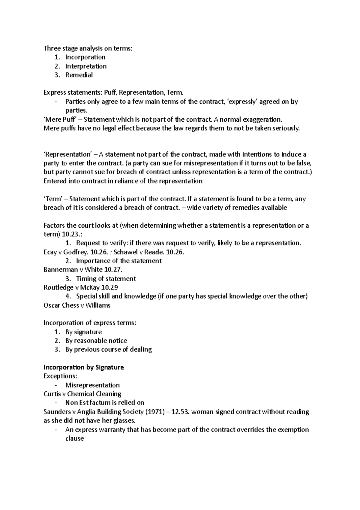 Chapter 11 Exemption Clauses Three Stage Analysis On Terms 1 