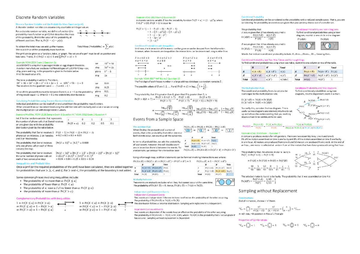 Prob notes - probability cheat sheet - Studocu