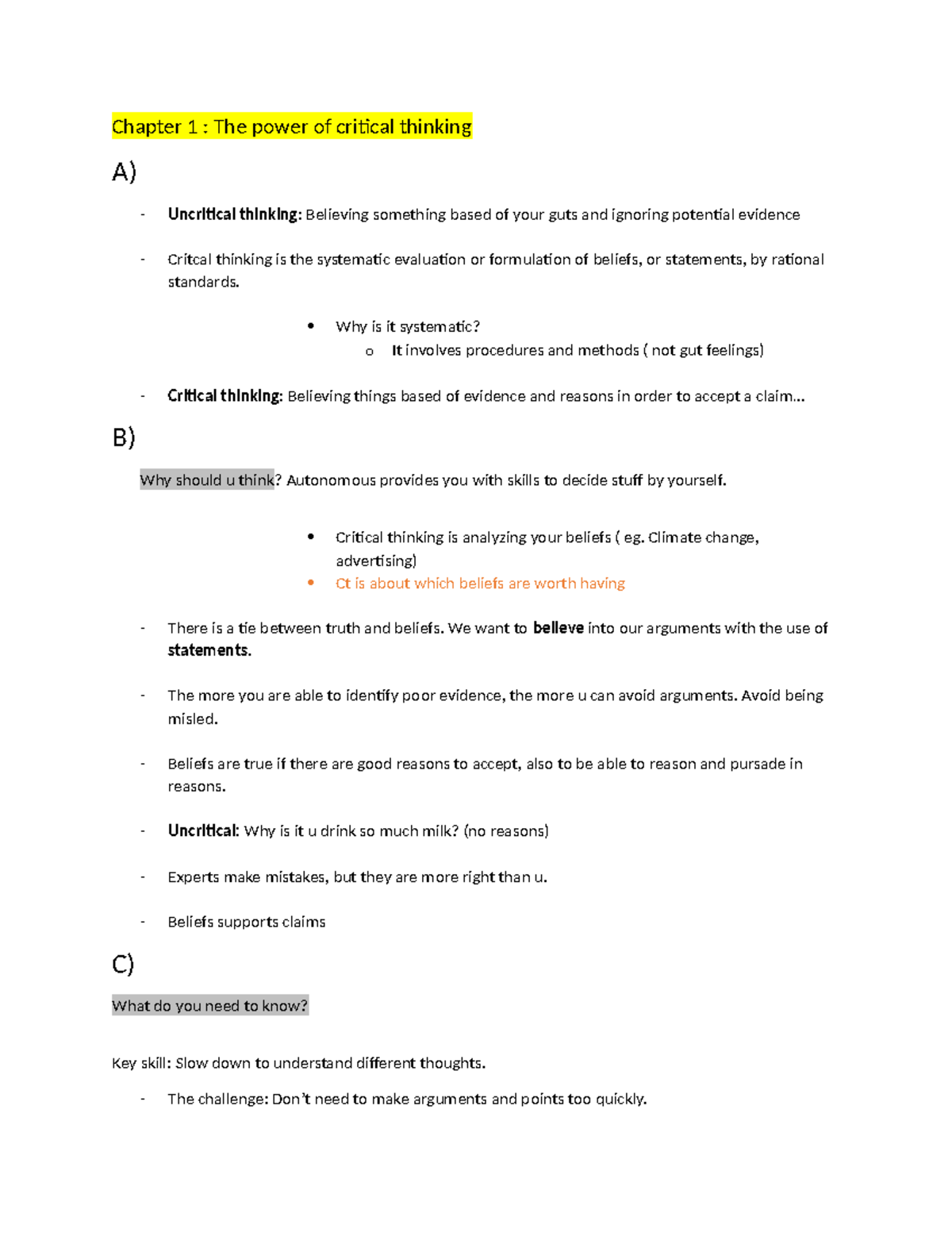 SSH105- Lecture 1 - ... - Chapter 1 : The power of critical thinking A ...