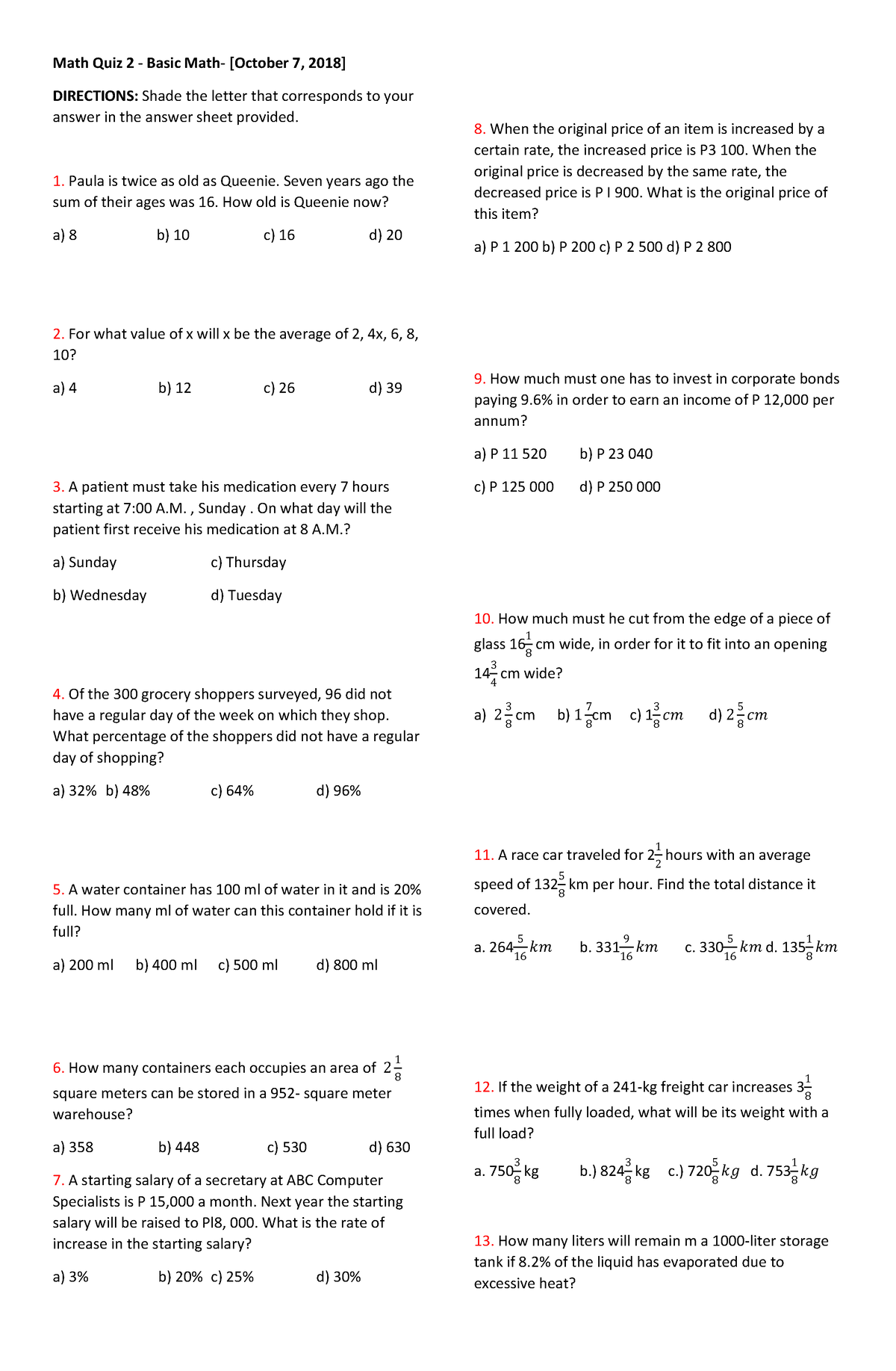 SASE Math - Quiz 2 Questionnaire daa52f249ace9358b48deb0d3ec2663d ...