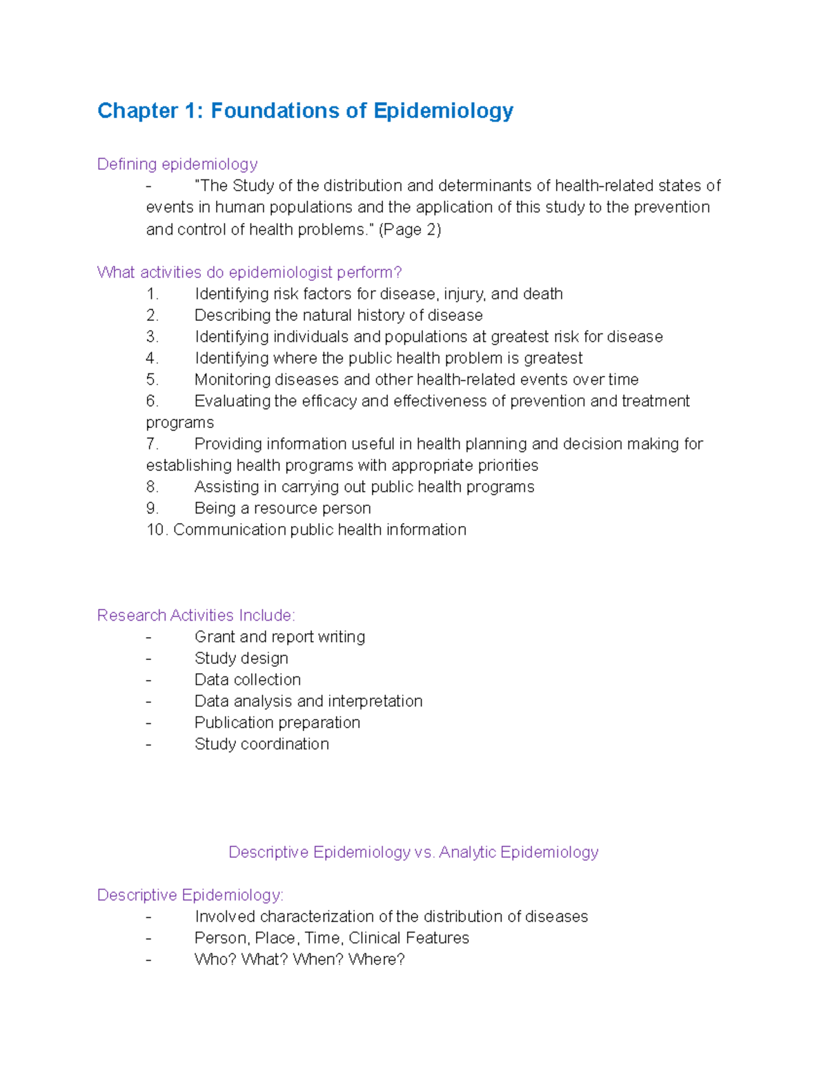 Chapter 1 Foundations in Epidemiology Chapter 1 Foundations of