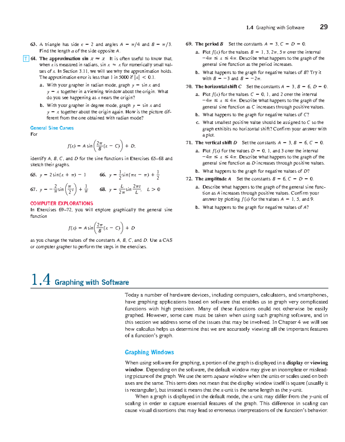 Math 1-4 - math work - 1 Graphing with Software 29 63. A triangle has ...