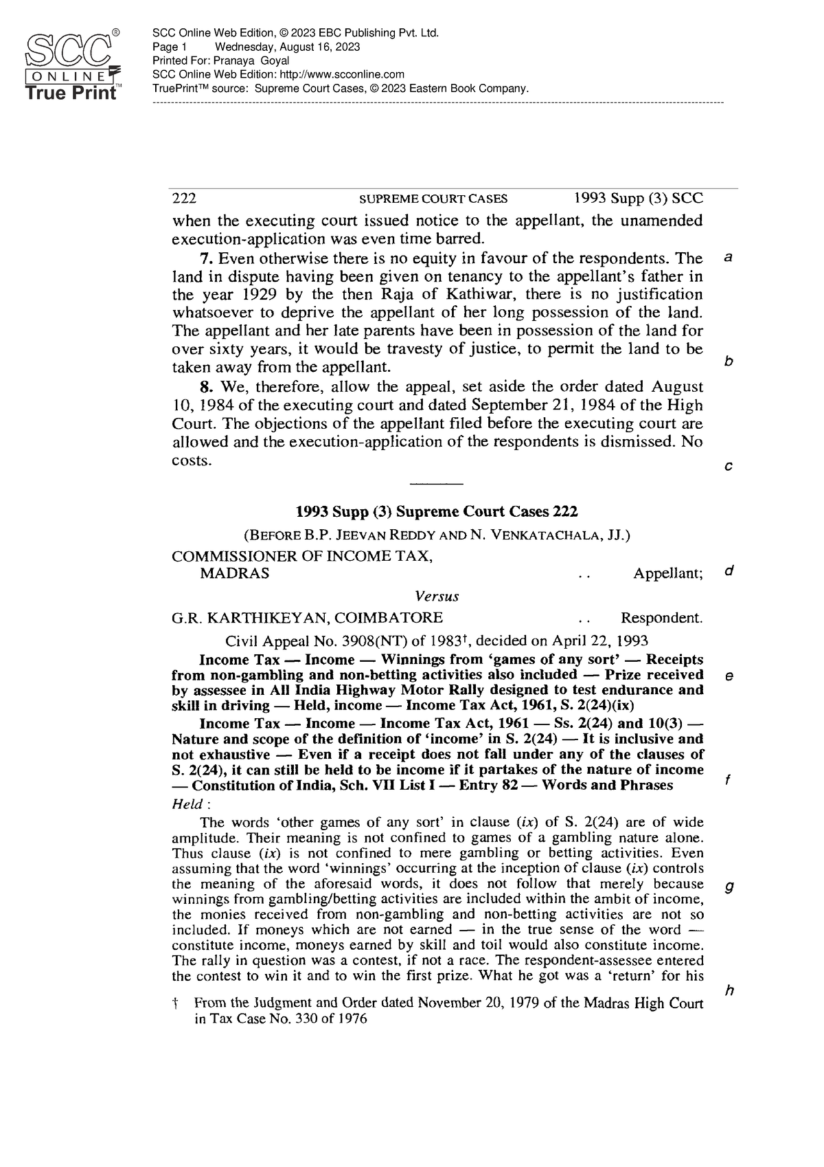 TP 1993 Supp 3 Scc 222 - TruePrint™ Source: Supreme Court Cases, © 2023 ...