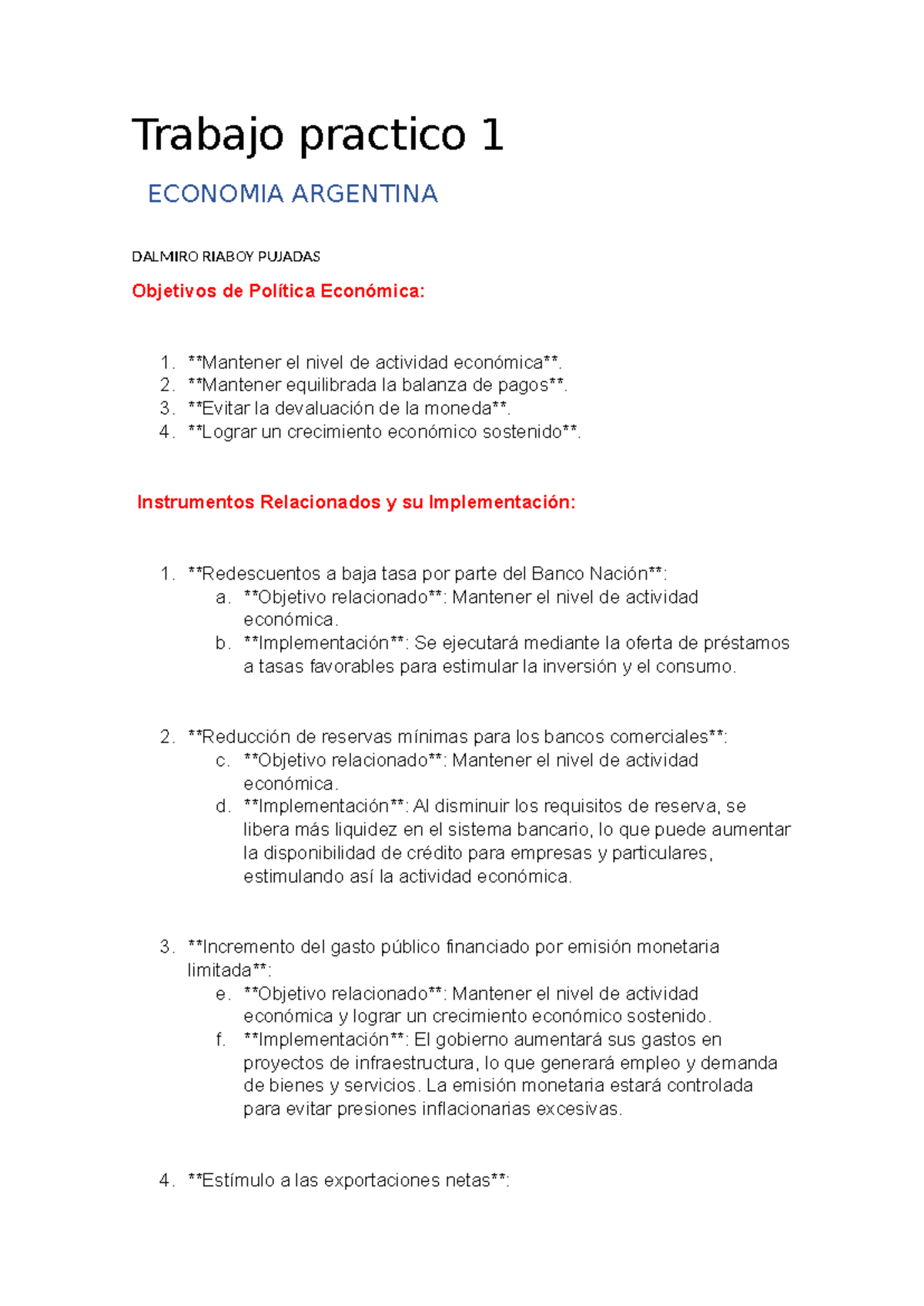 Trabajo practico 1 ECO Argentina - Trabajo practico 1 ECONOMIA ...