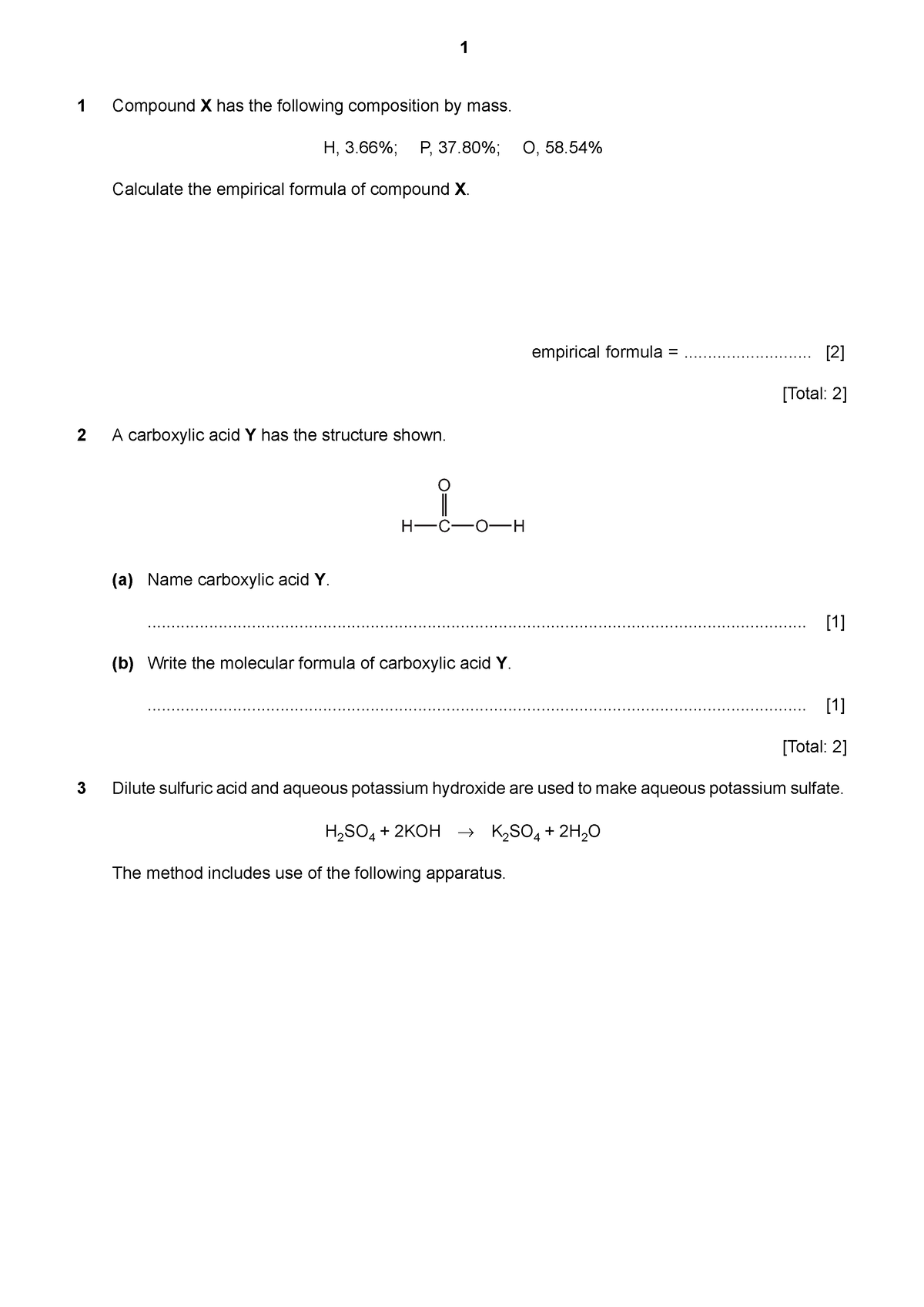 My Test - Igcse chemistry - Compound X has the following composition by ...