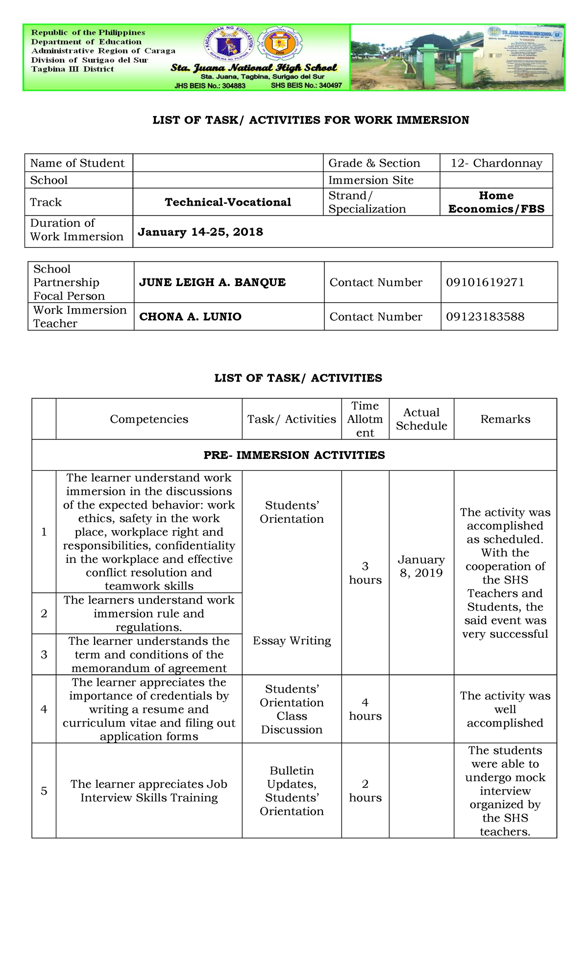 study methodology of work immersion