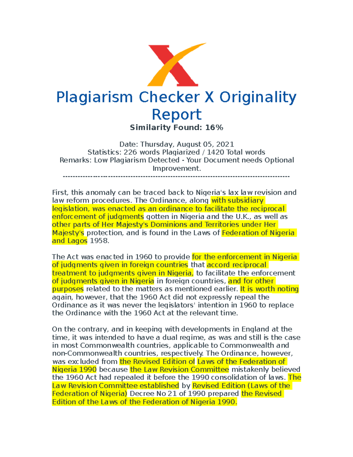 33 - law pages brief - Plagiarism Checker X Originality Report ...