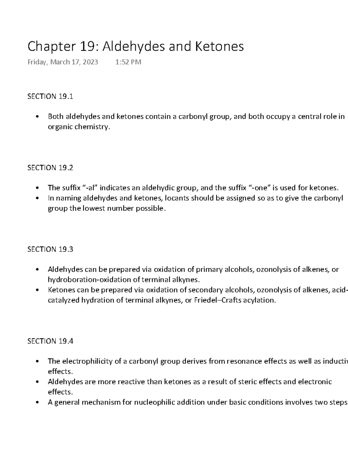 Chapter 19: Aldehydes And Ketones Summary - SECTION 19. Both Aldehydes ...