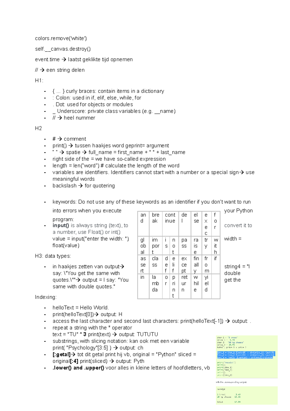 Python short summary of the most important things in the reader ...