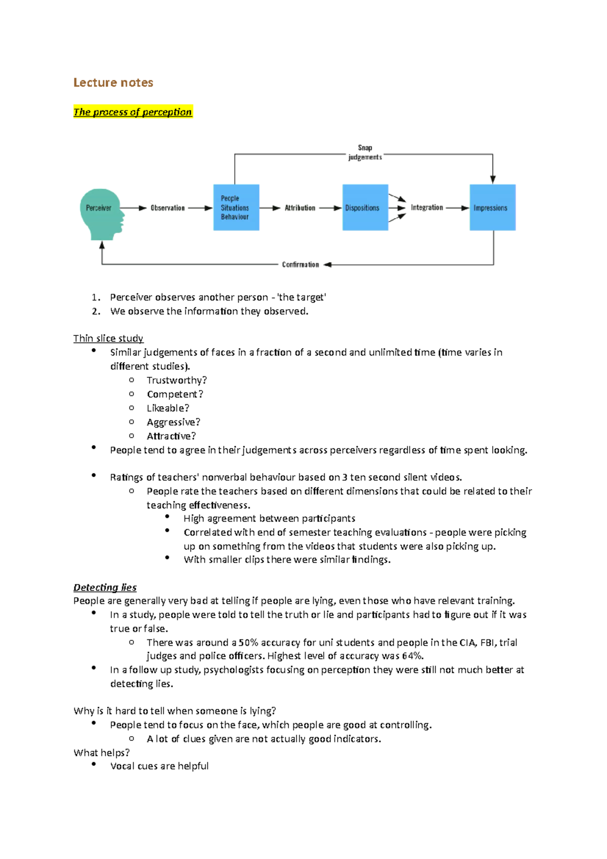 PYB202 lecture week 3 - Lecture notes The process of perception ...