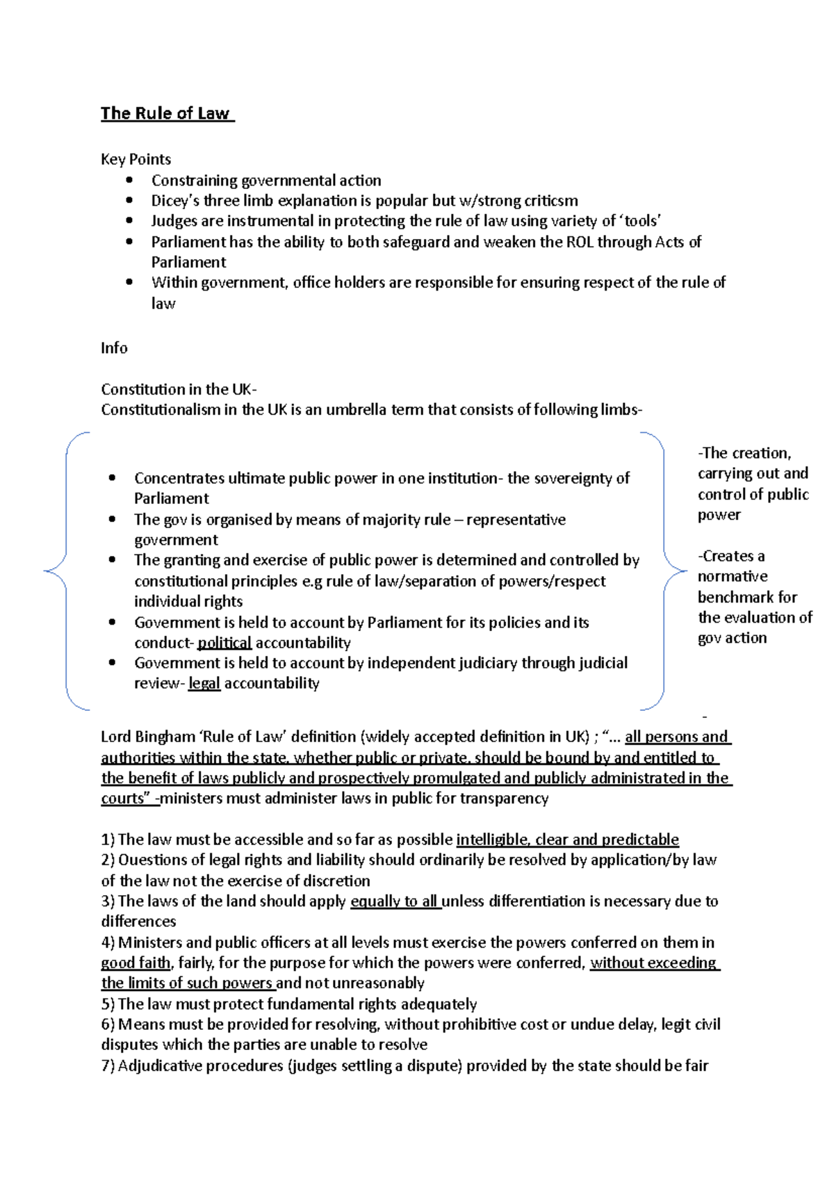 The Rule of Law (Autosaved) - The Rule of Law Key Points Constraining ...