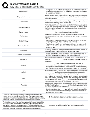 Intro To Health Professions Test 1 - Study Online At Quizlet/_81zr When ...