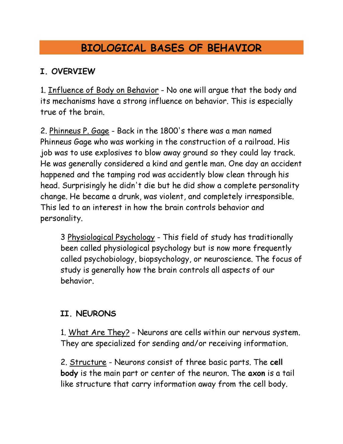 PSYC - 01A Biological Bases Of Behavior - BIOLOGICAL BASES OF BEHAVIOR ...