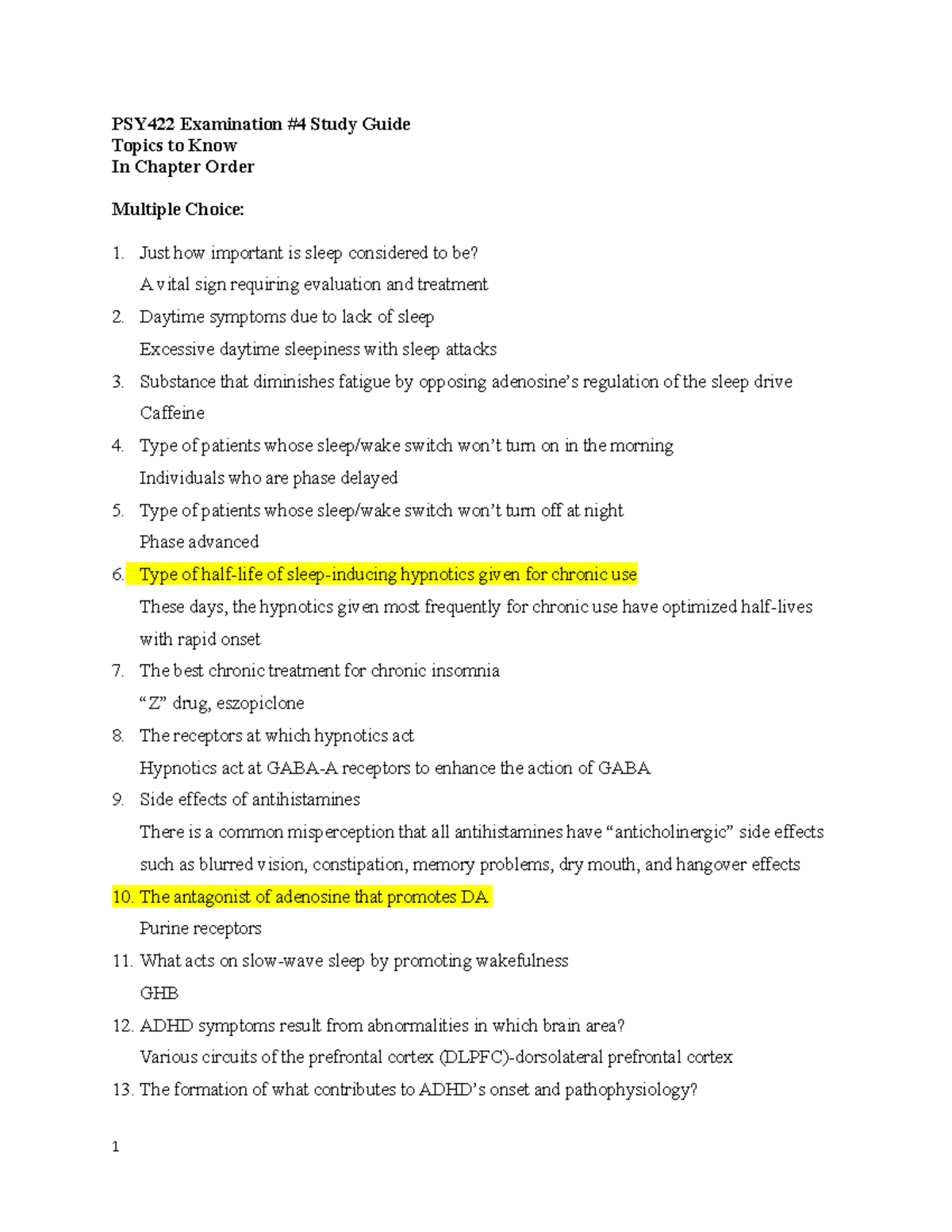 Psy422 Examination #4 Study Guide - PSY422 Examination Study Guide ...