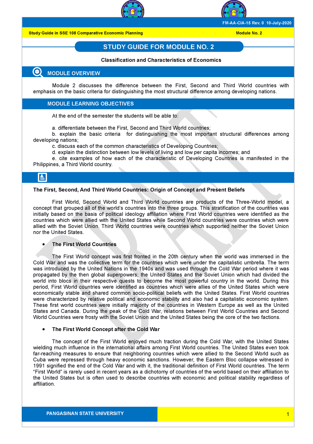 Sse 108 Module 2 Classification And Characteristics Of Economics 1 