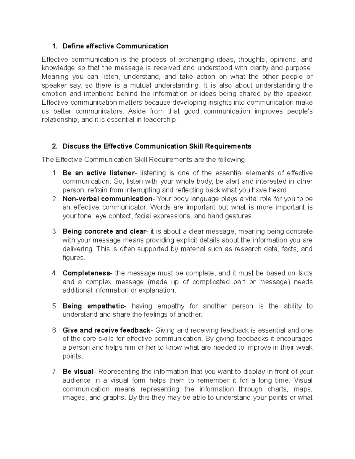 PCM Lecture Notes - Define effective Communication Effective ...
