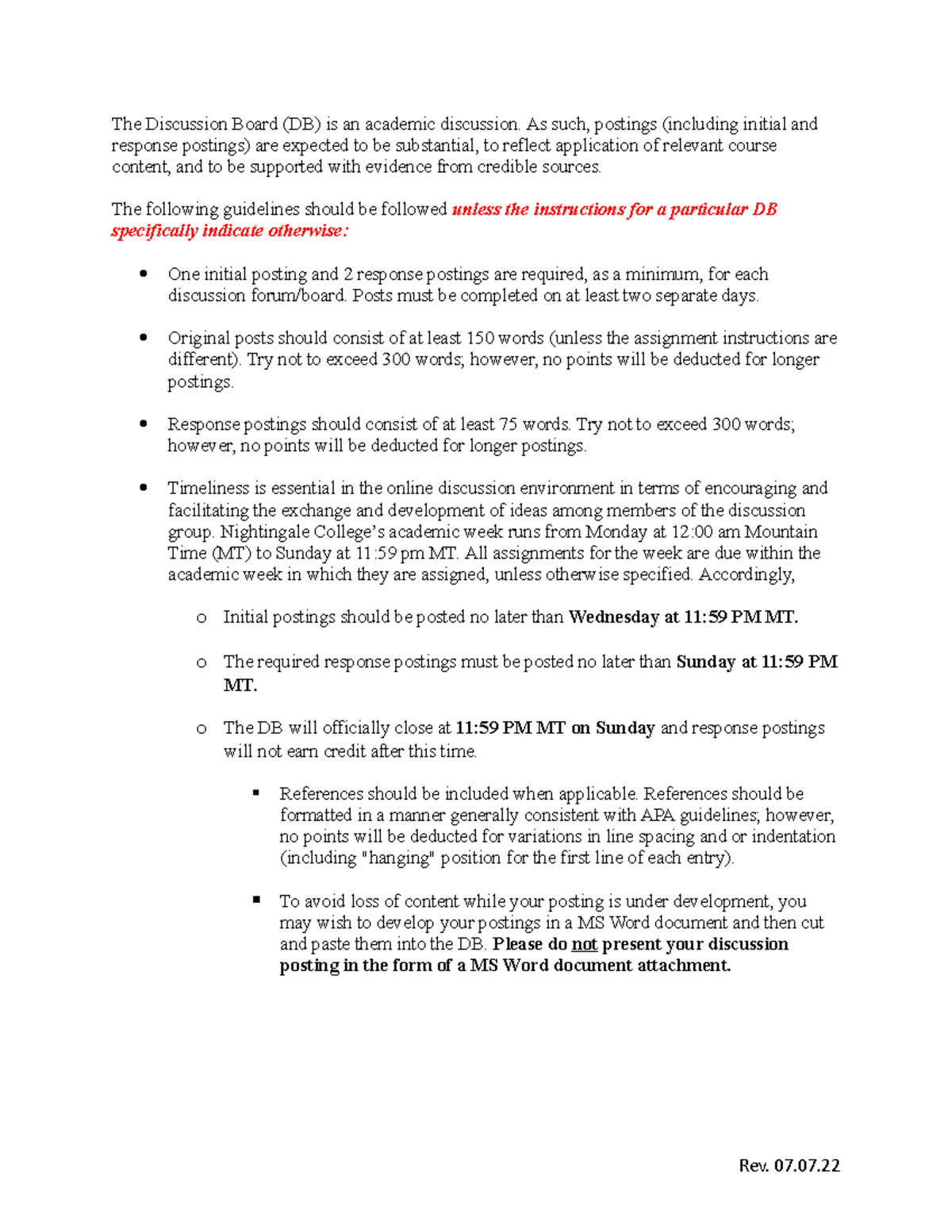 Discussion Board Guidelines5 The Discussion Board (DB) is an