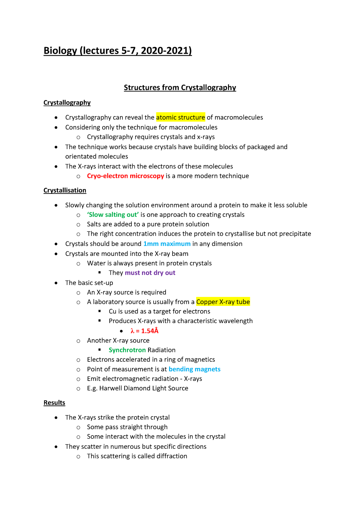 Biology 20202021 Lectures 5to7 - Biology (lectures 5-7, 2020-2021 ...