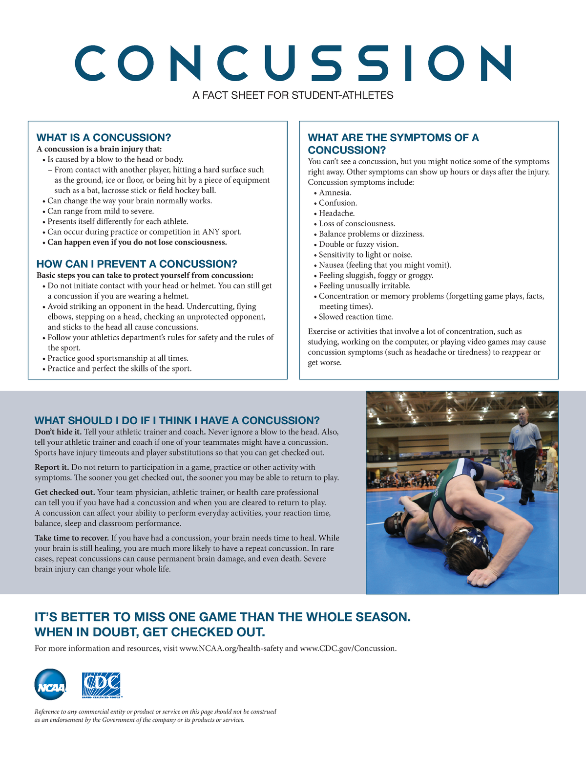 Concussion Fact Sheet CONCUSSION A FACT SHEET FOR STUDENTATHLETES