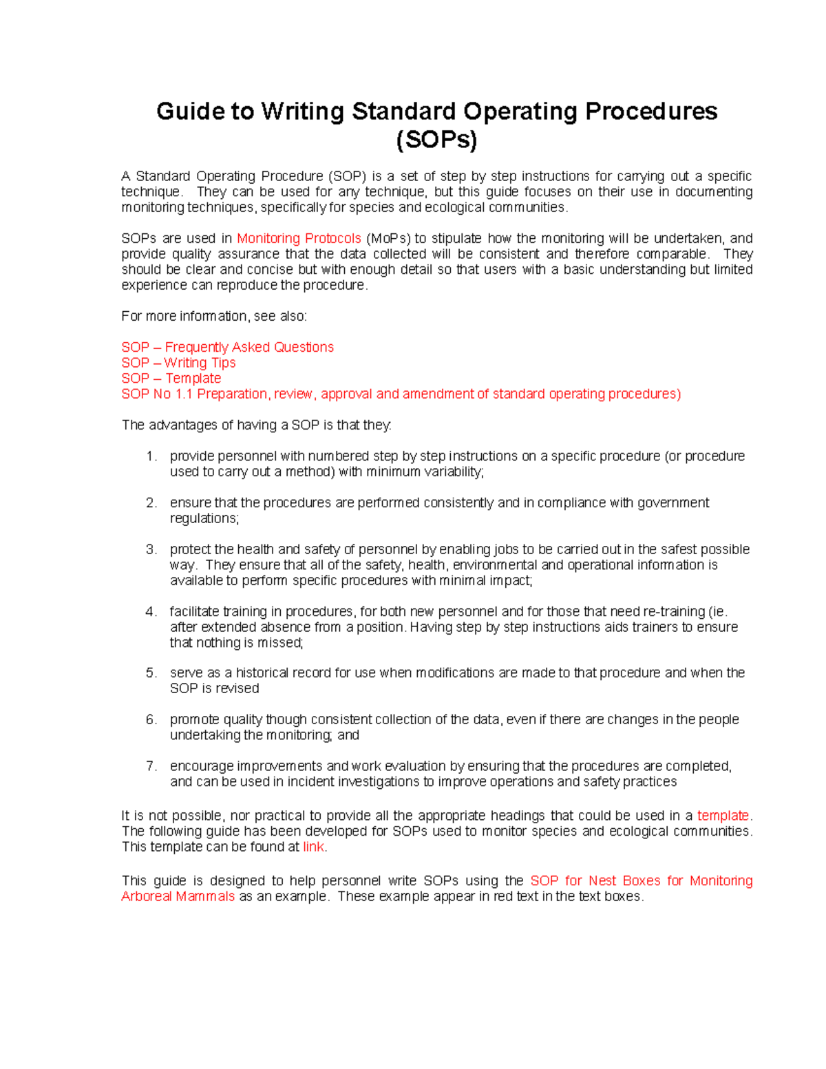 SOP is the file - Guide to Writing Standard Operating Procedures (SOPs ...