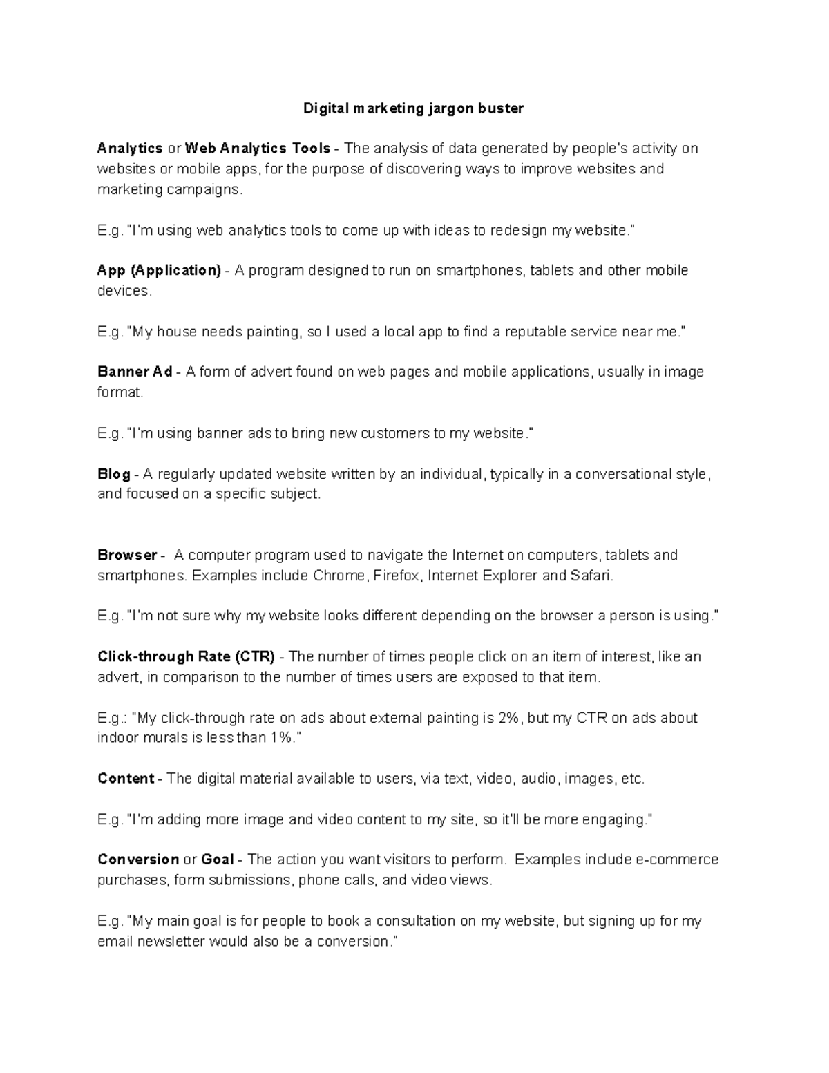 2 digital marketing glossary **Digital marketing jargon buster