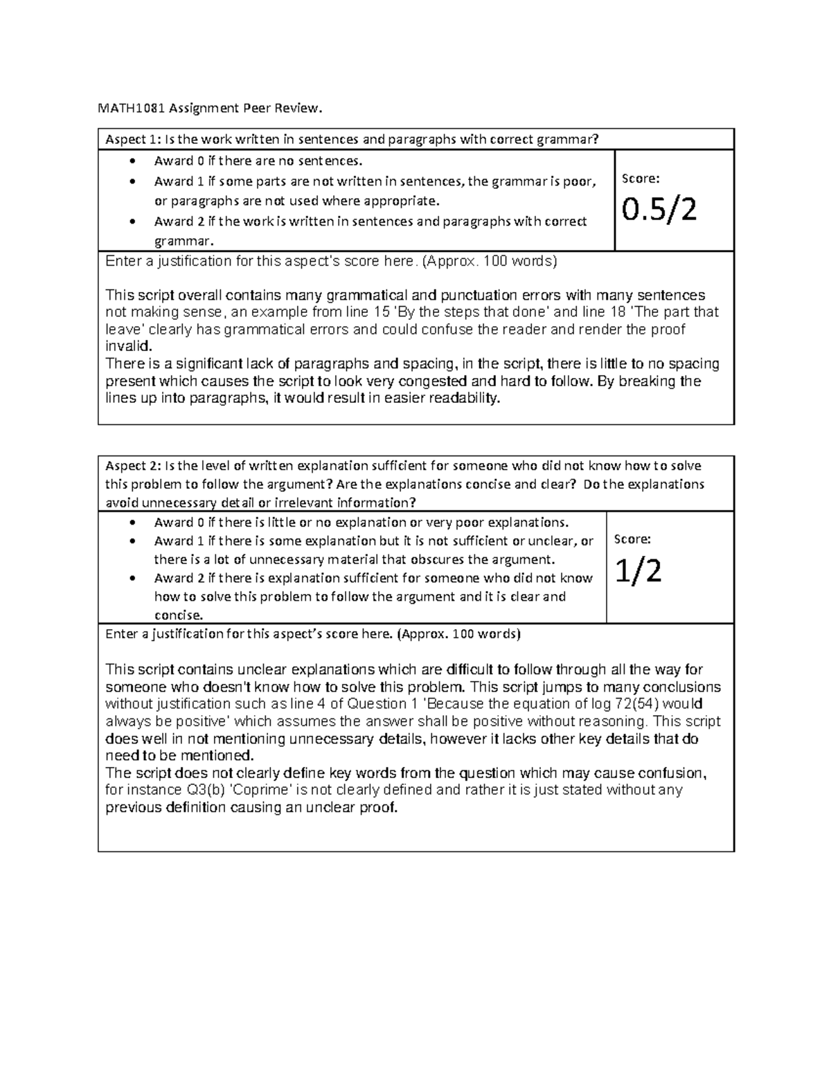 math1081 assignment peer review