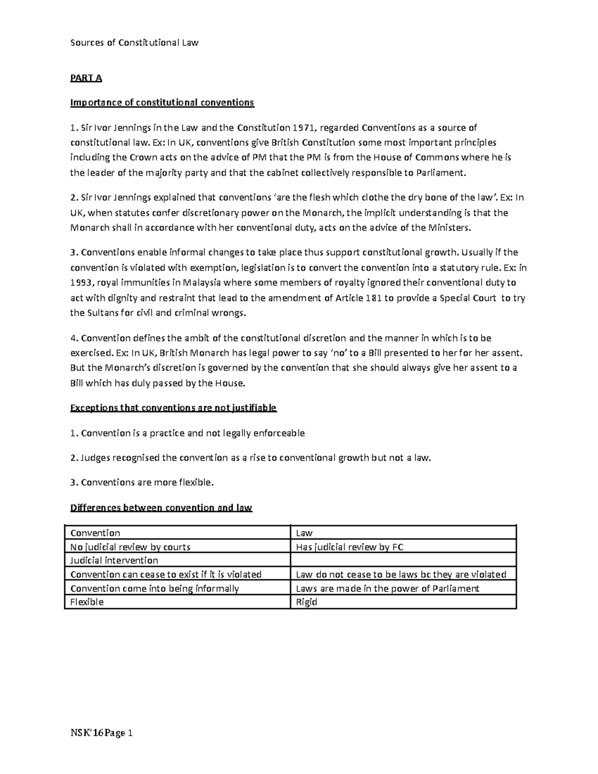 5. Sources of consti law - Sources of Constitutional Law PART A ...