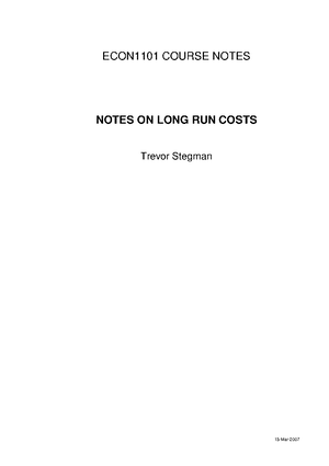 ECON1101 Microeconomics 1 Notes - Chapter 1 - Comparative Advantage and ...