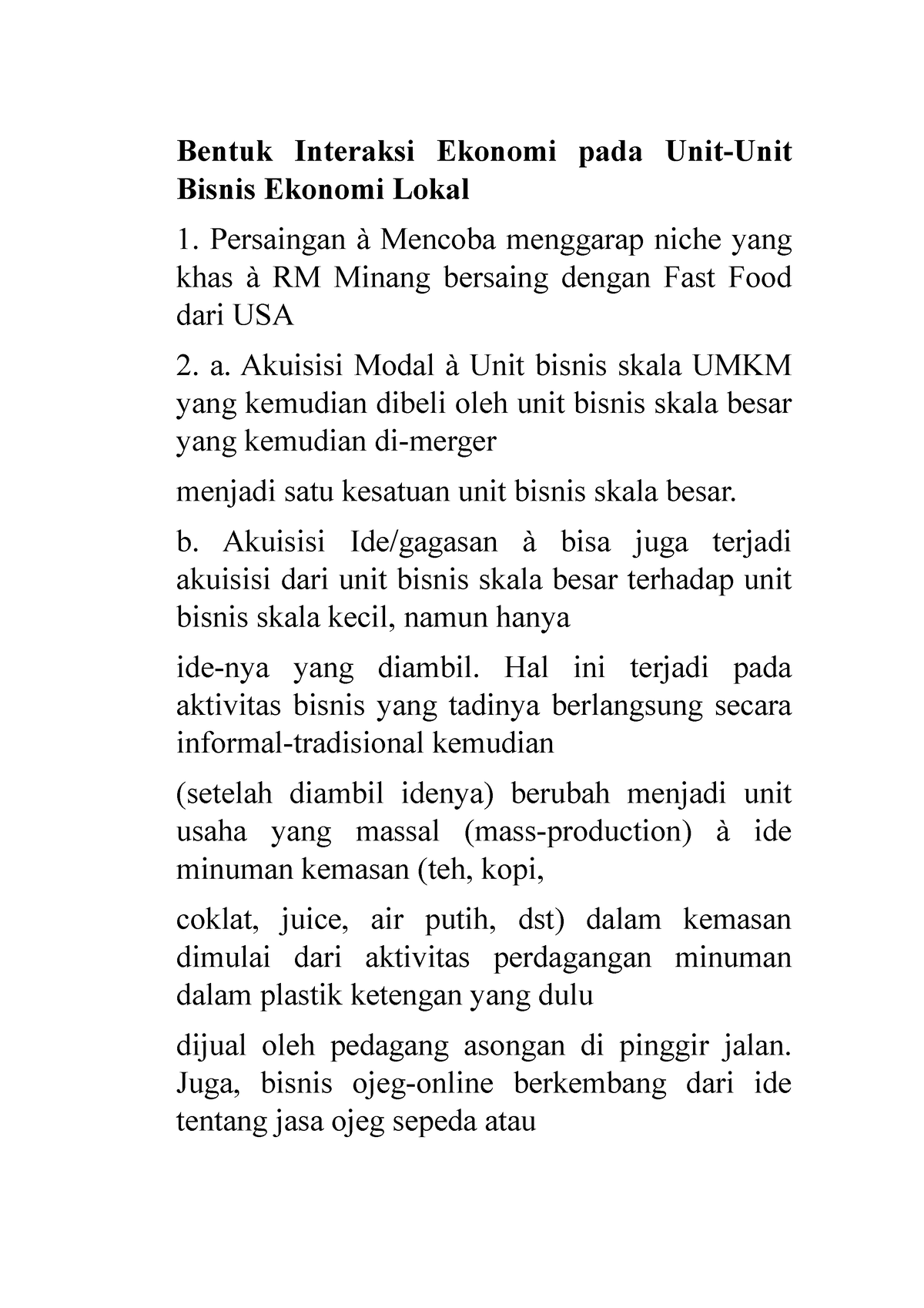 Notes Doc 2 - Catatan - Bentuk Interaksi Ekonomi Pada Unit-Unit Bisnis ...