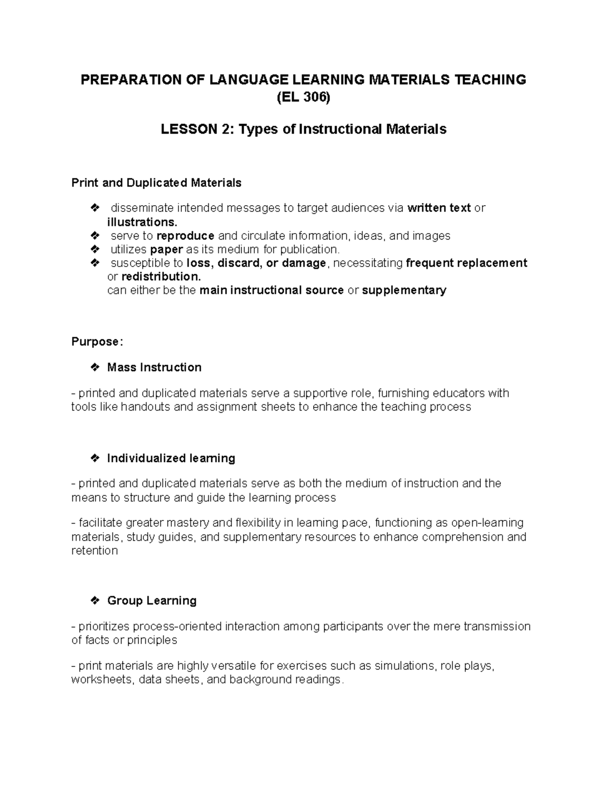 Lesson 2 - Preparation of Instructional Materials - PREPARATION OF ...