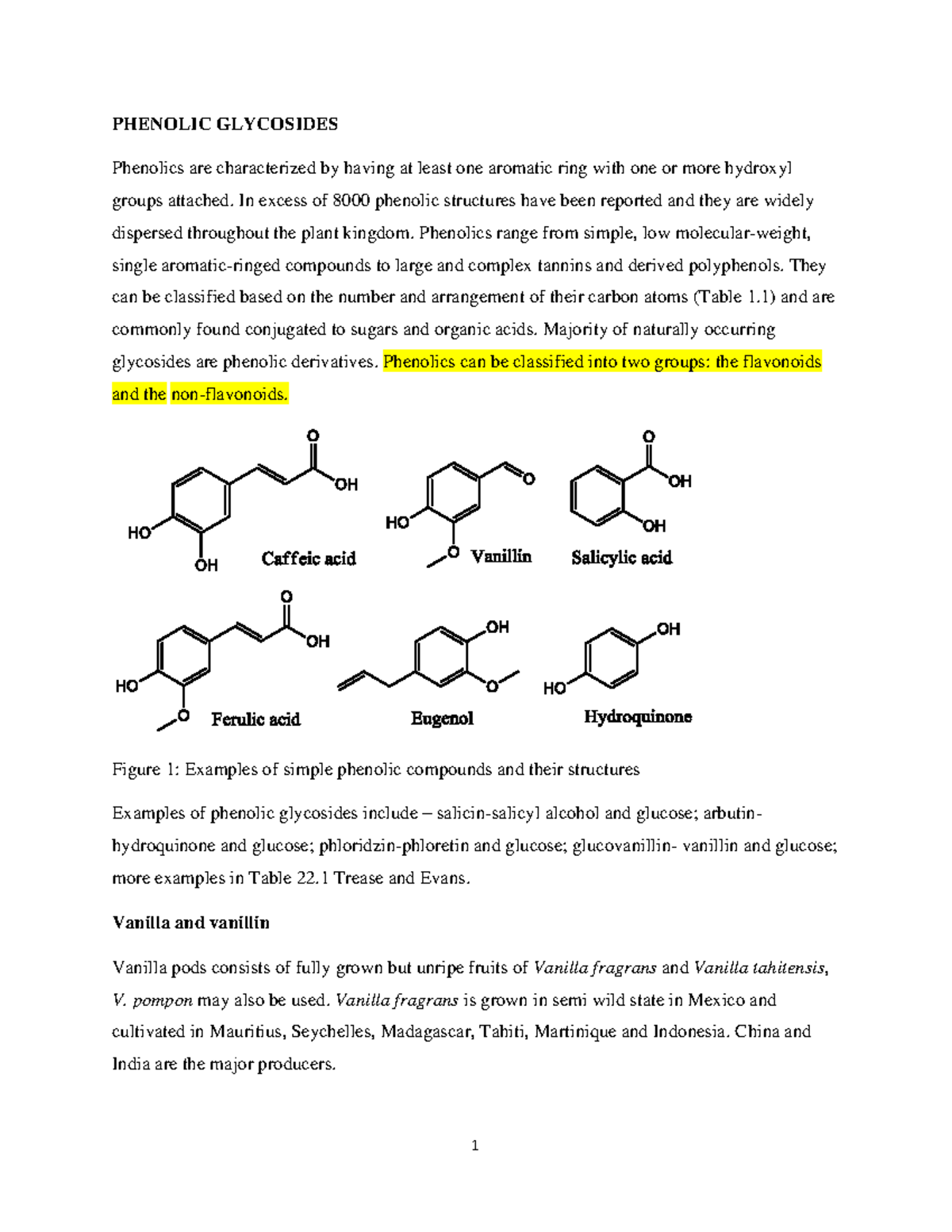 4. Phenolic and flavone type glycosides notes - PHENOLIC GLYCOSIDES ...