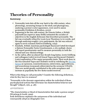 Theories Of Personality Exam 3 - Theories Of Personality Answer The ...