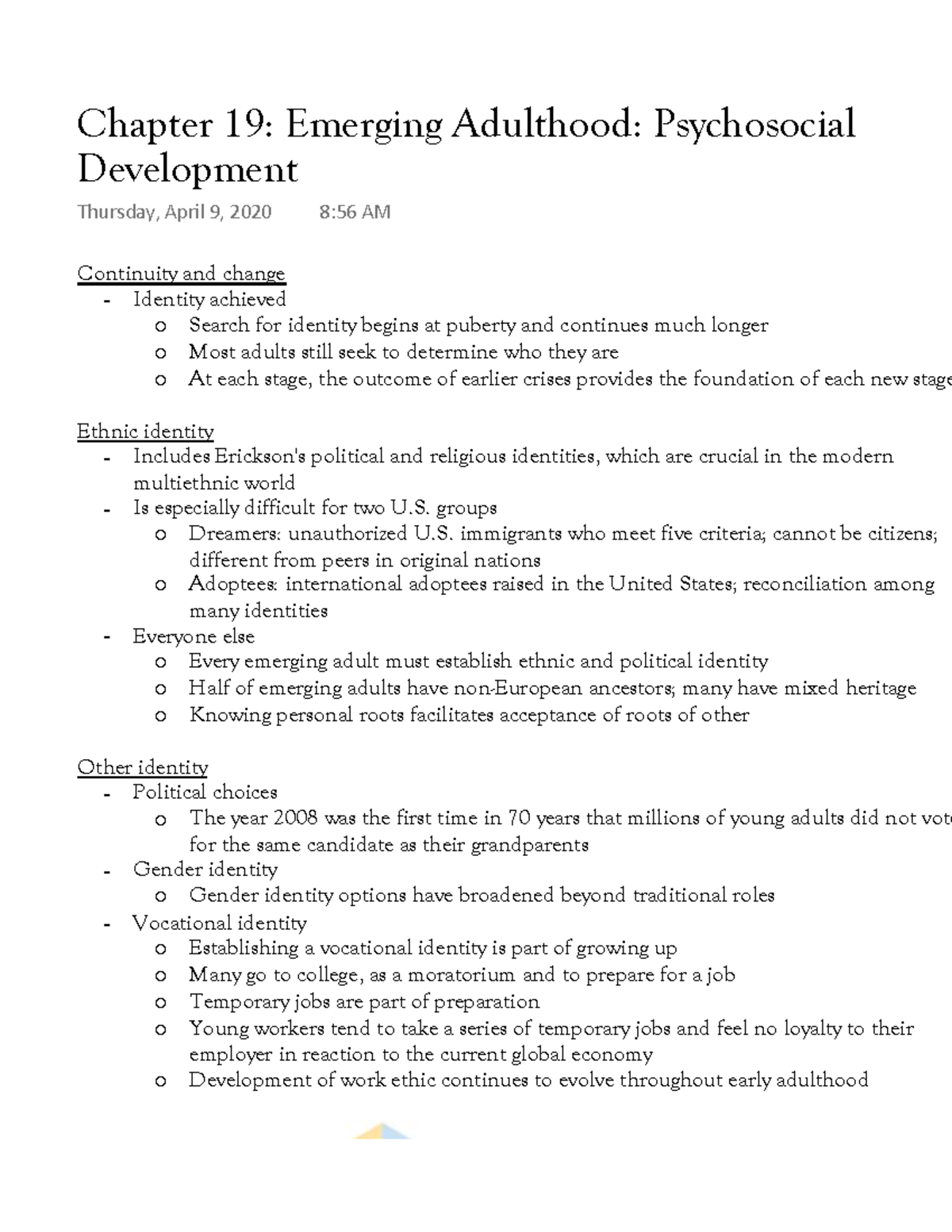Chapter 19 Emerging Adulthood Psychosocial Development - Warning: TT ...