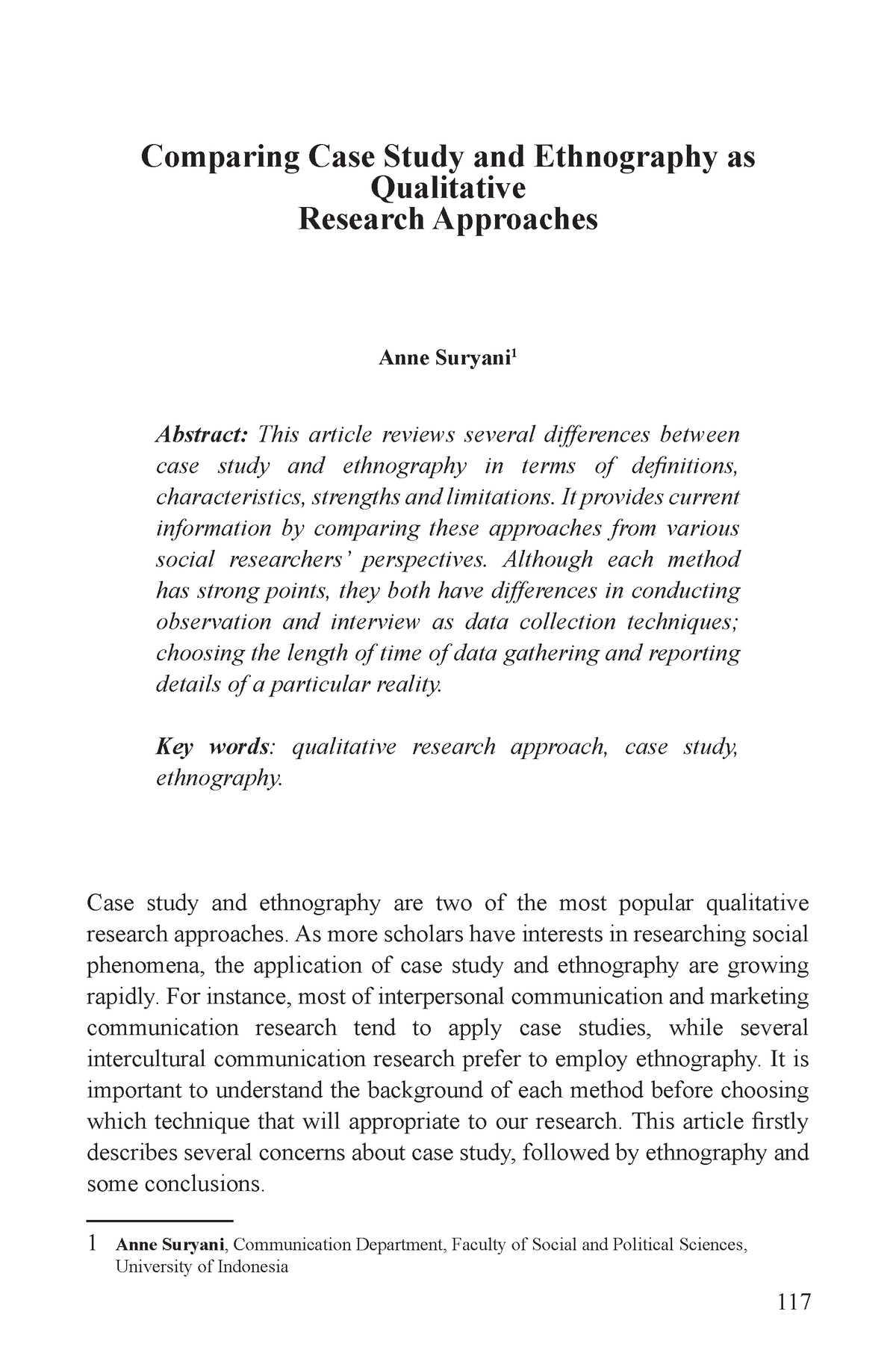 ethnography and case study compare