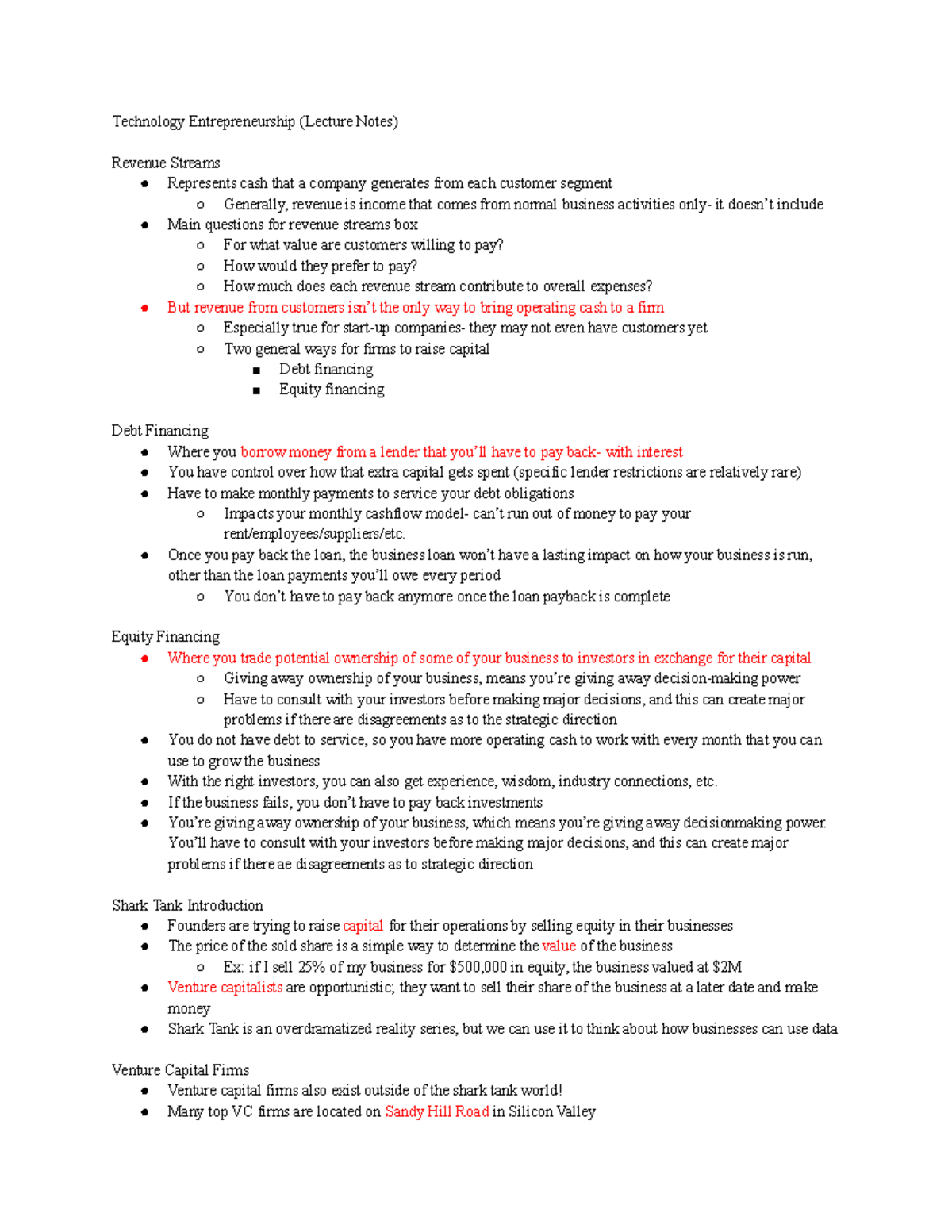 MIST 2090 Technology Entrepreneurship Technology Entrepreneurship