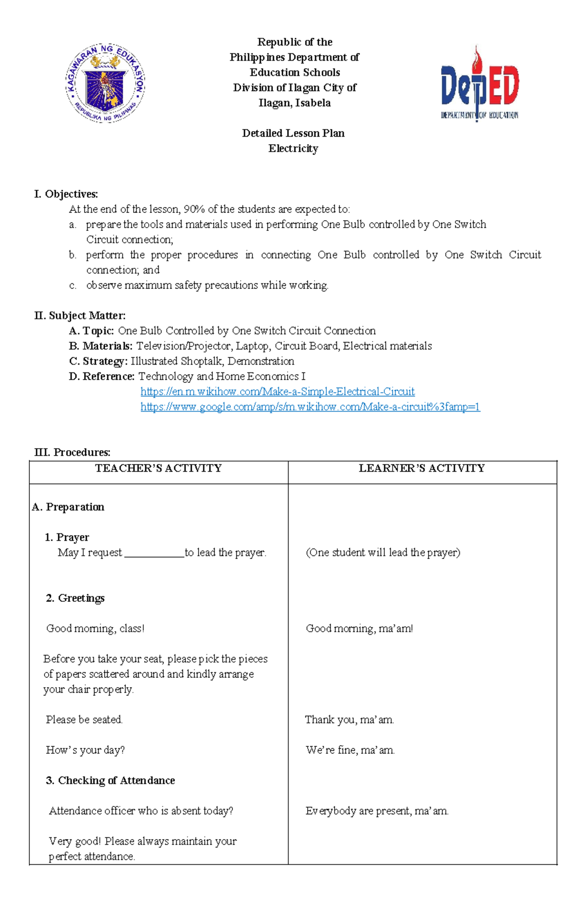 Detailed Lesson Plan - Republic of the Philippines Department of ...