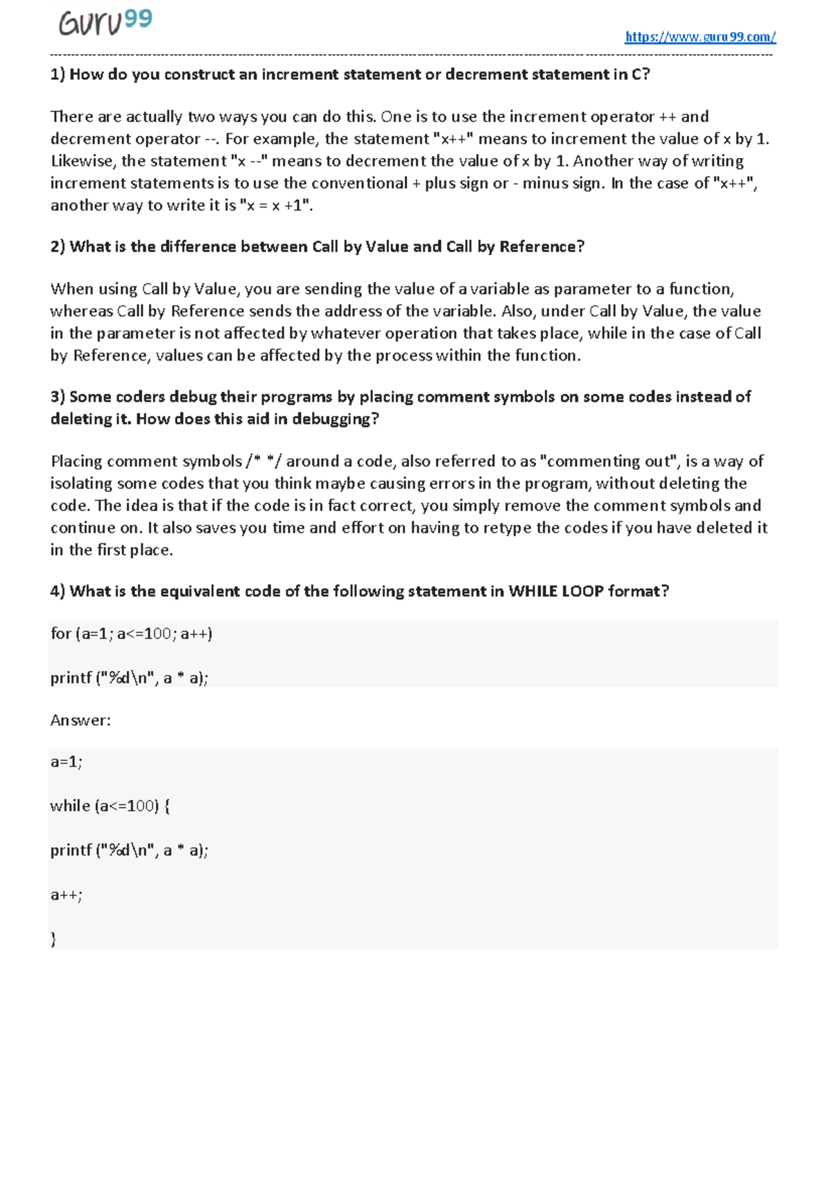 C programming questions and answers 2010 - 1) How do you construct an ...