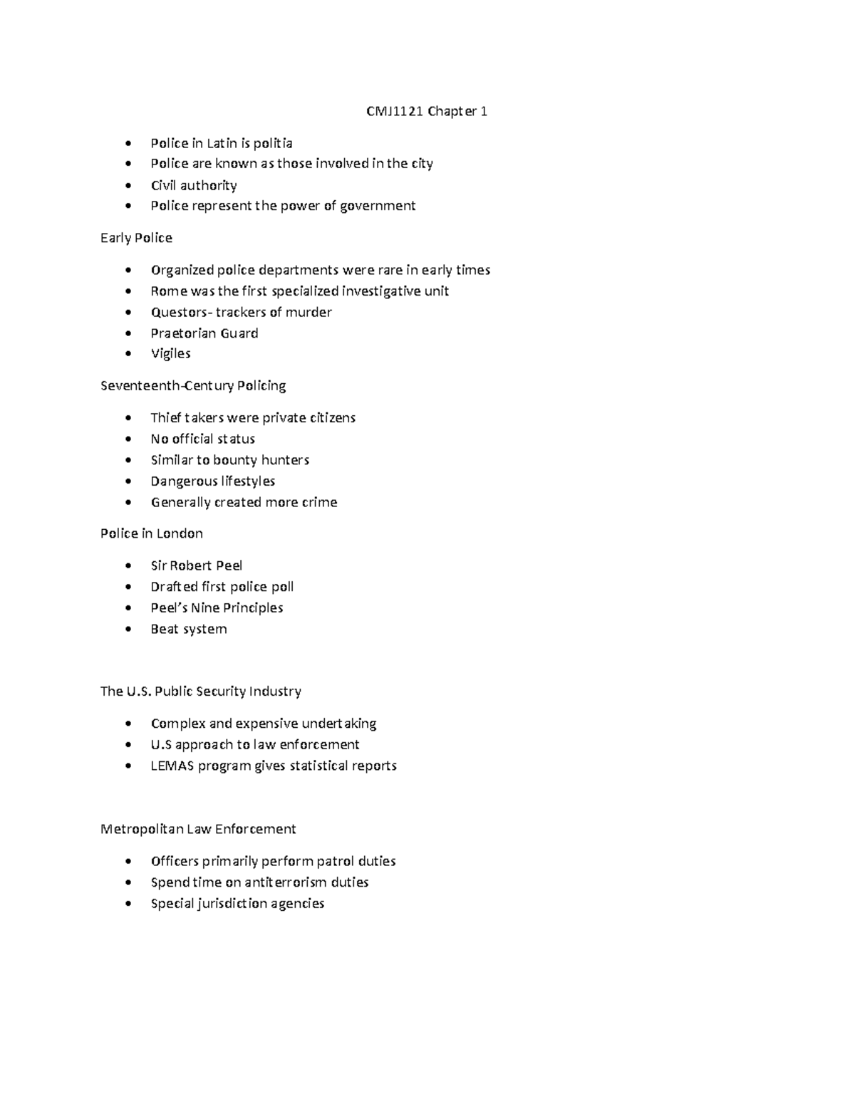 CMJ1121 Chapter 1 - notes and definitions - CMJ1121 Chapter 1 Police in ...