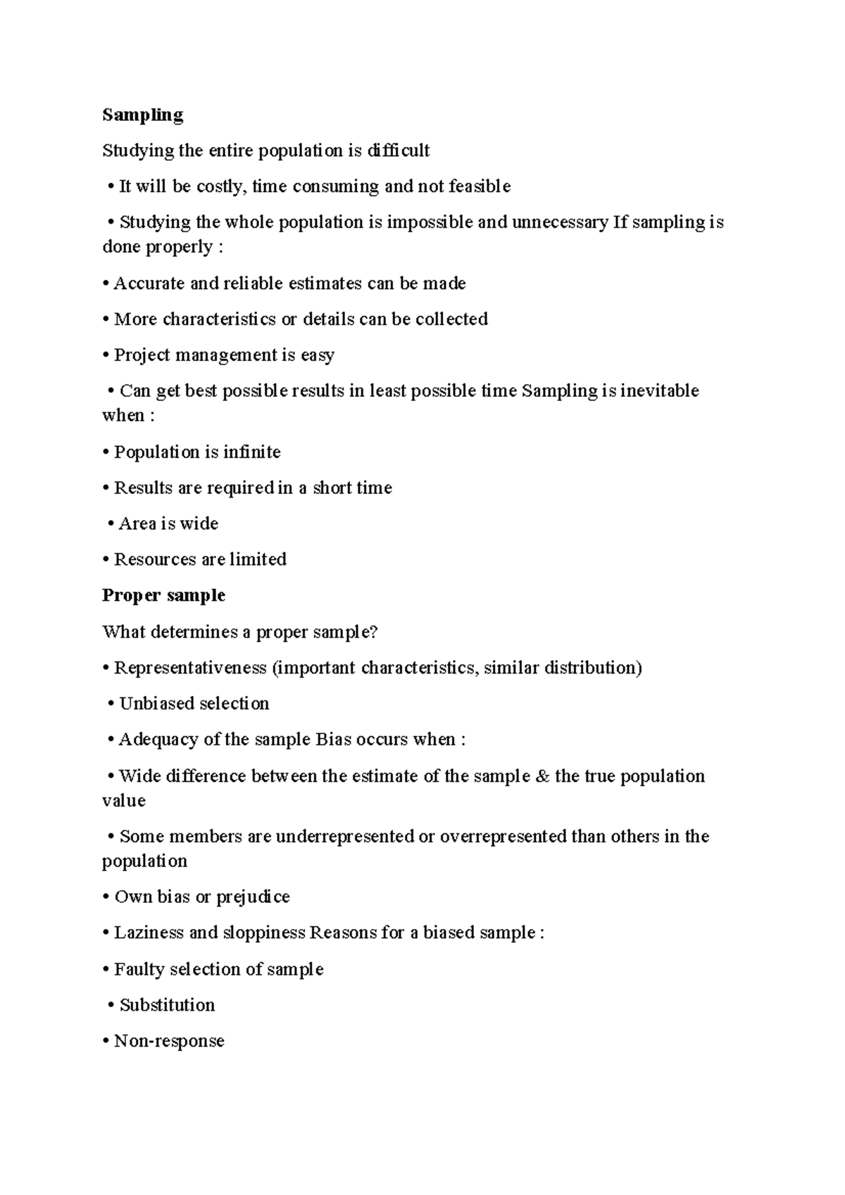 Random sampling types - Sampling Studying the entire population is ...