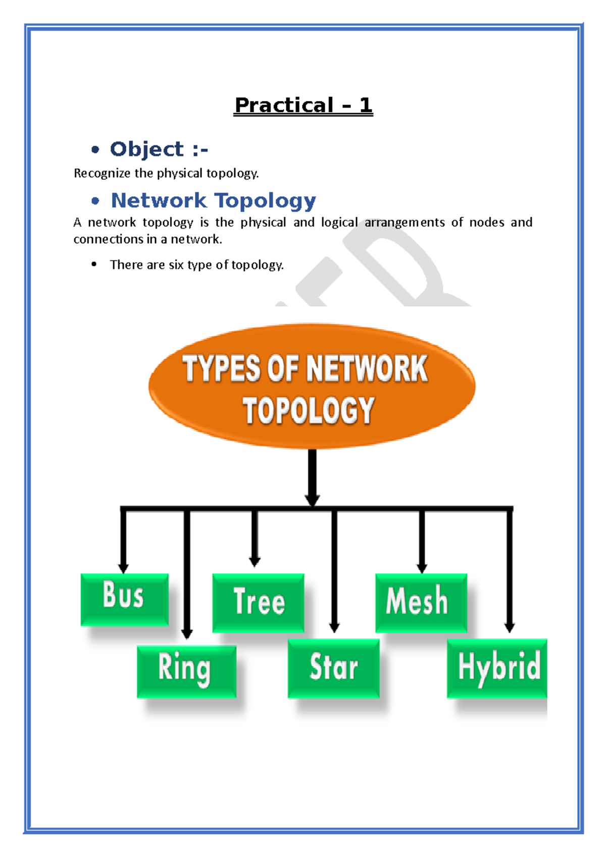 DCCN practical - Network topology is the arrangement of the elements of ...