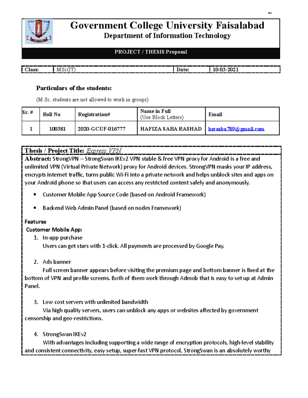 Project Proposal Final - S Government College University Faisalabad ...