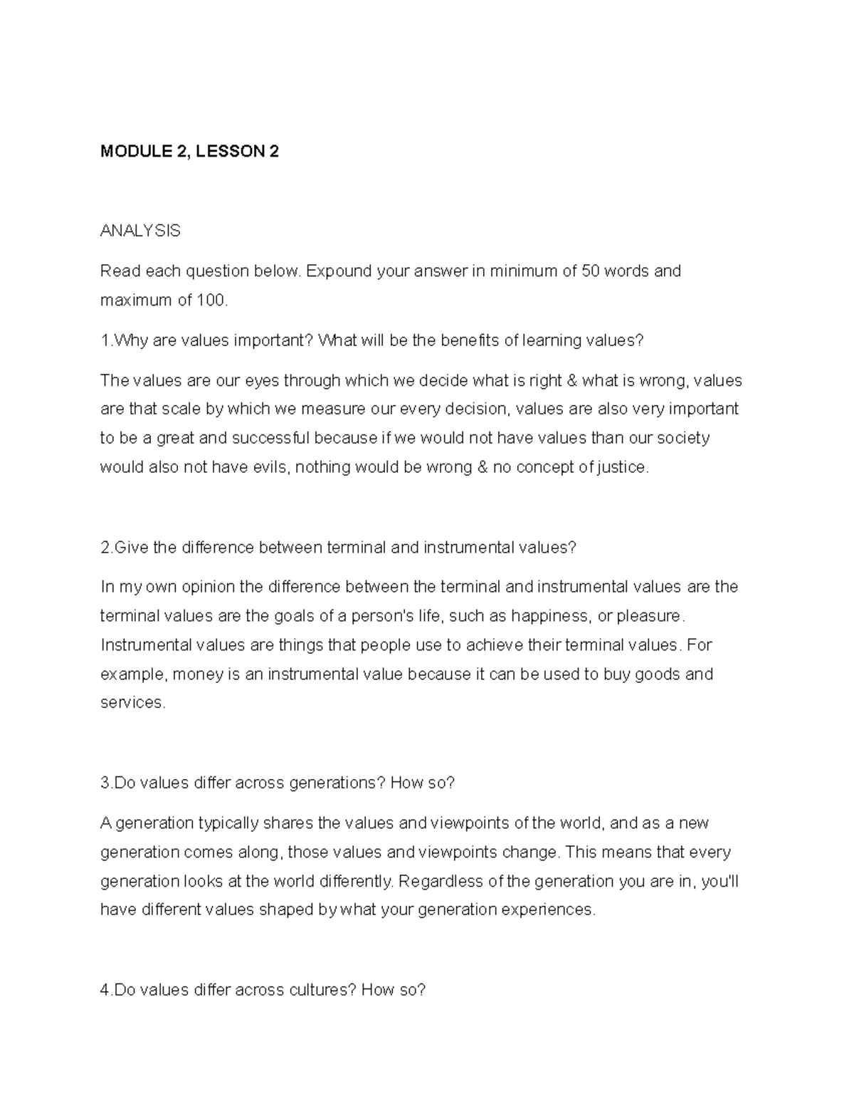 Lesson 2 Human Behavior In Organization MODULE 2 LESSON 2 ANALYSIS 