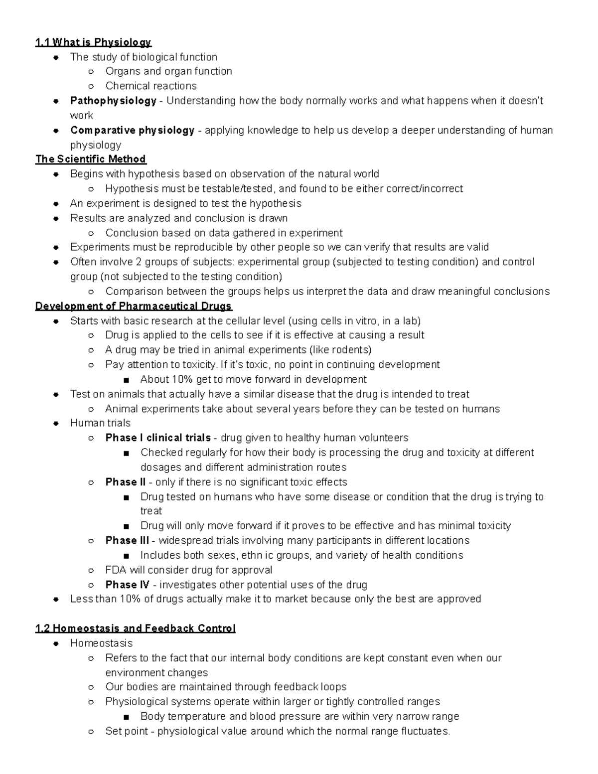 Physiology Notes - 1 What is Physiology The study of biological ...