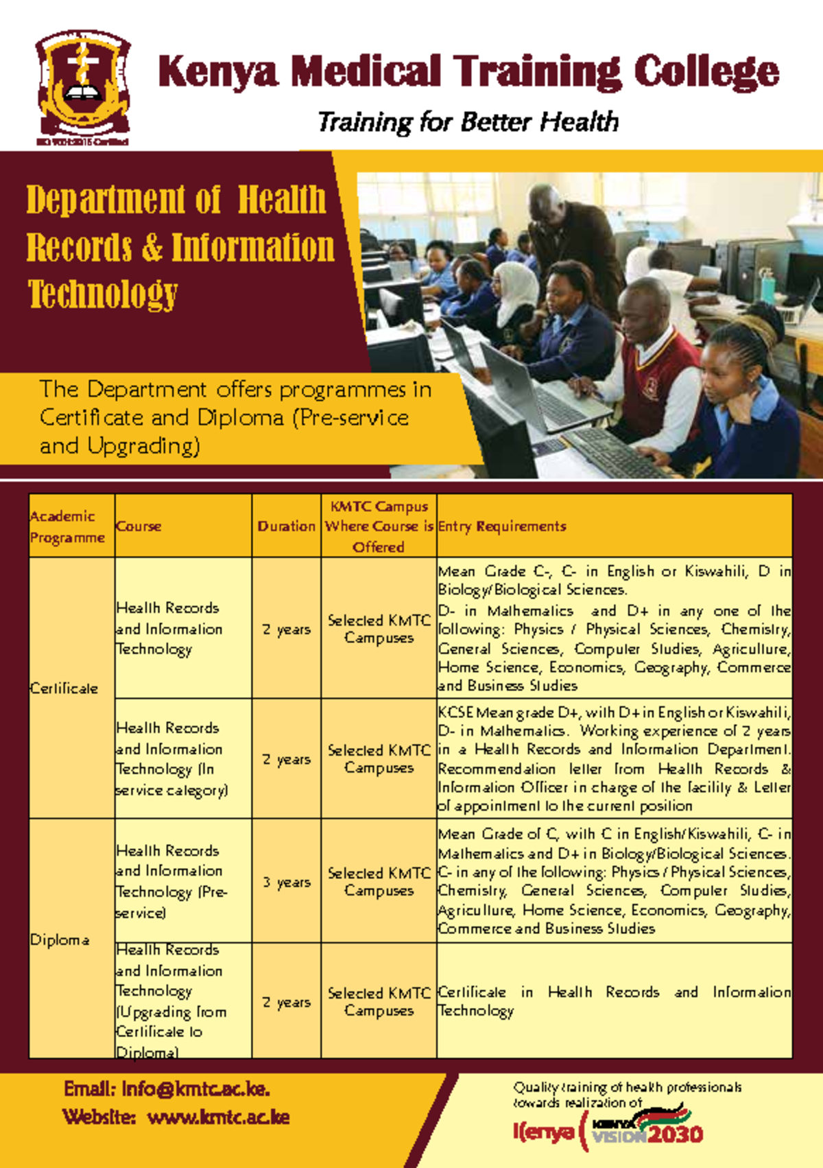 4 I sneak view into kmtc courses Quality training of health