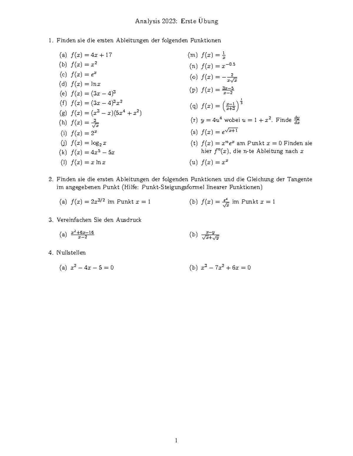 Ana23Uebung 1 - Wintersemester - Analysis 2023: Erste ̈Ubung Finden Sie ...