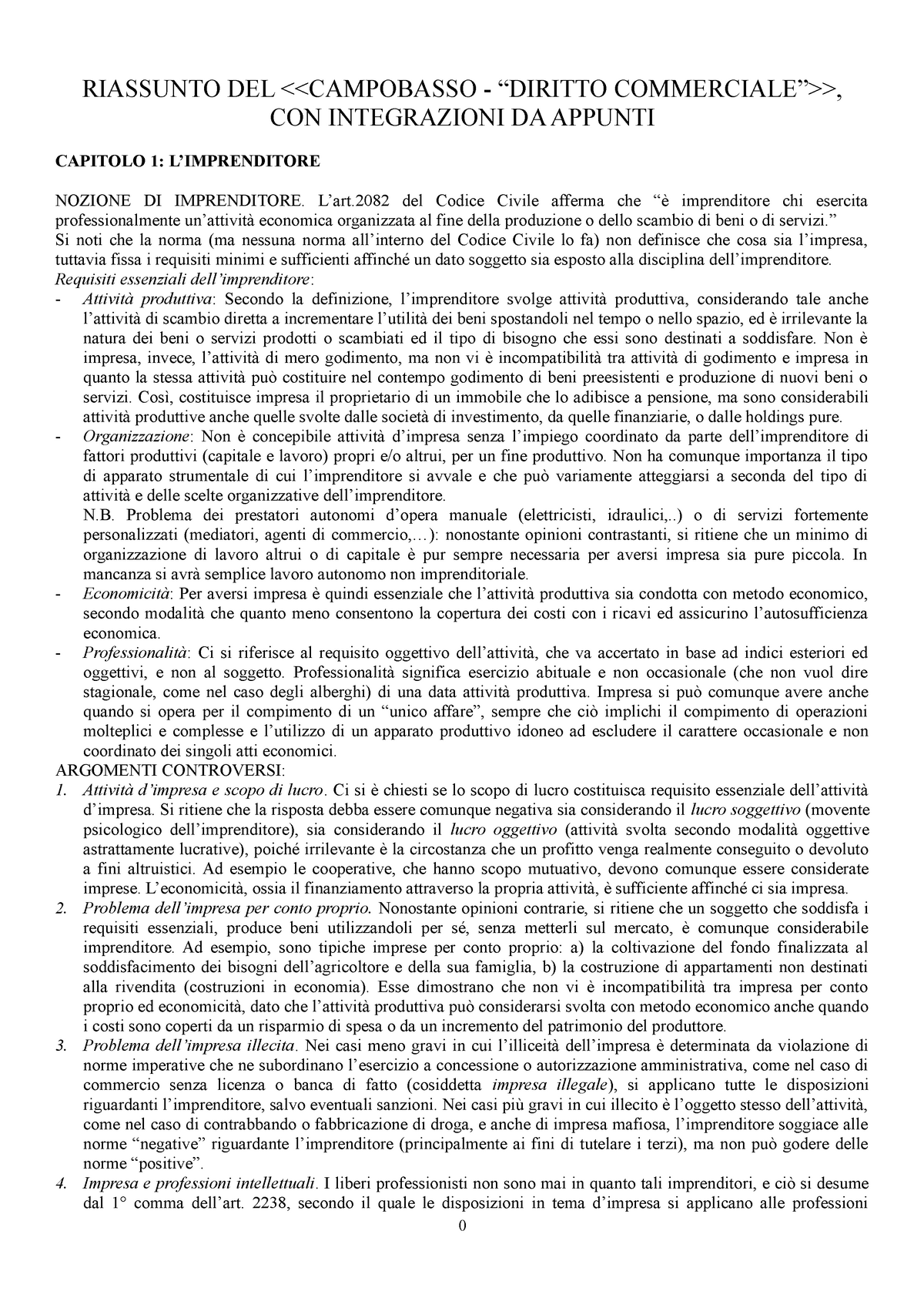 Diritto Commerciale 1 Campobasso - G. CAMPOBASSO DIRITTO COMMERCIALE 1  DIRITTO Edizione INDICE - Studocu