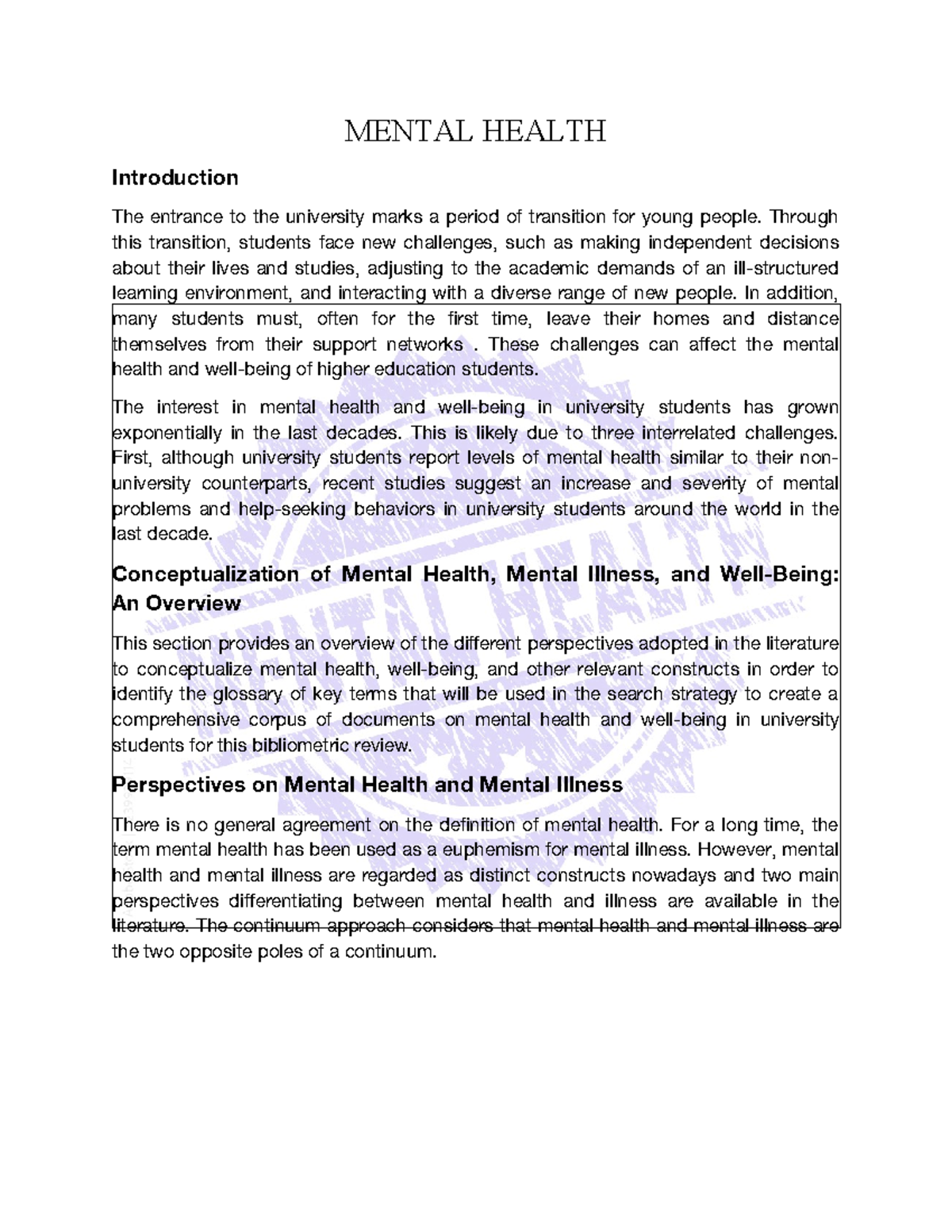 mental health essay introduction