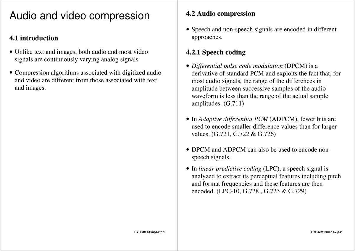 MMC Audio And Video Compression 2 - Audio And Video Compression 4 ...