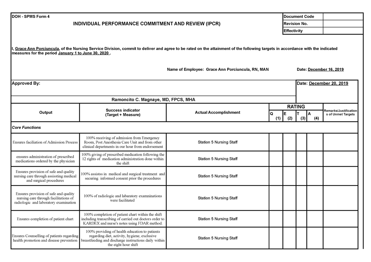 Performance Evaluation DOH SPMS Form 4 Document Code INDIVIDUAL   Thumb 1200 848 