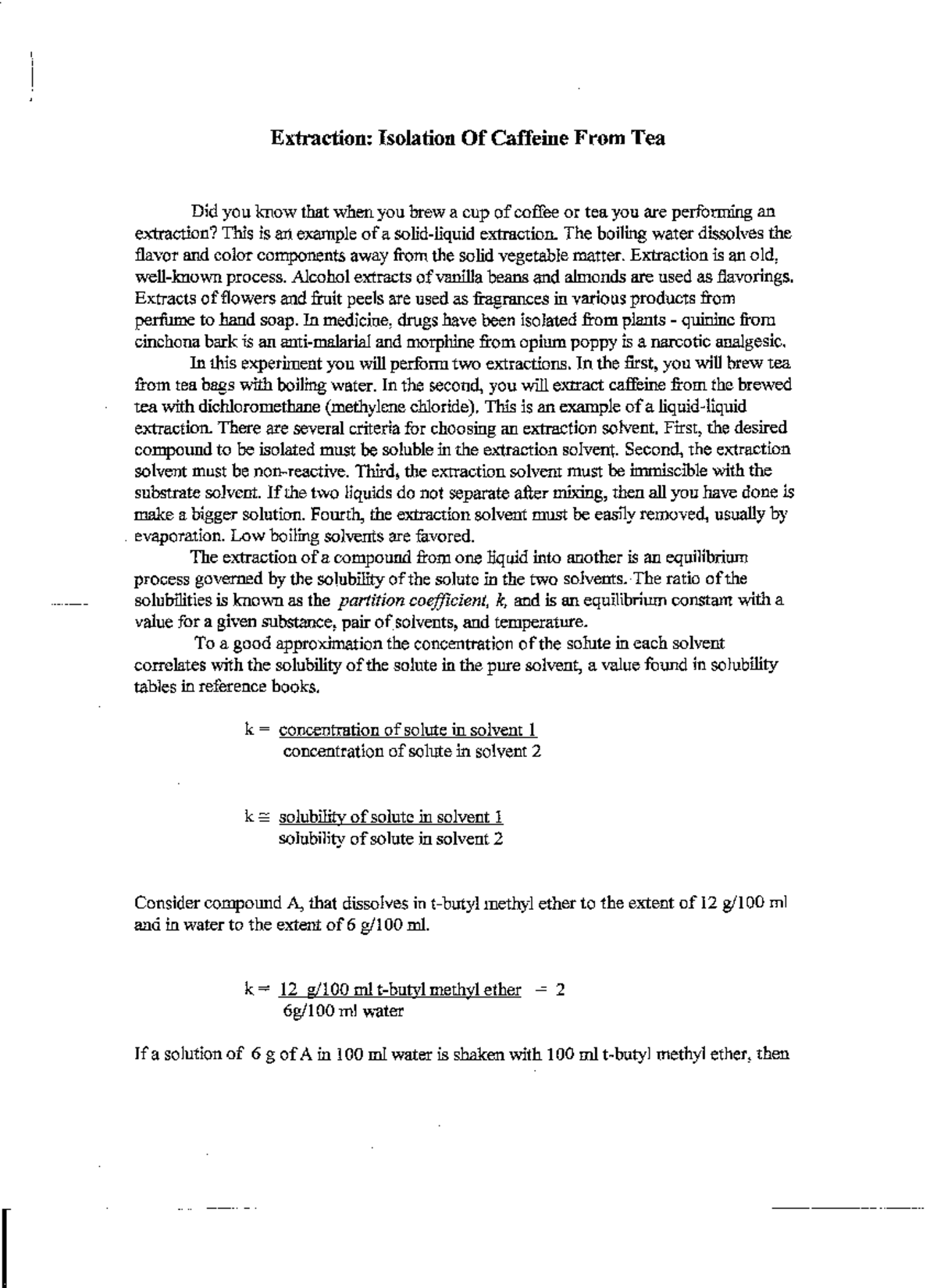 Caffeineextraction lab report CHEM 3411 Studocu